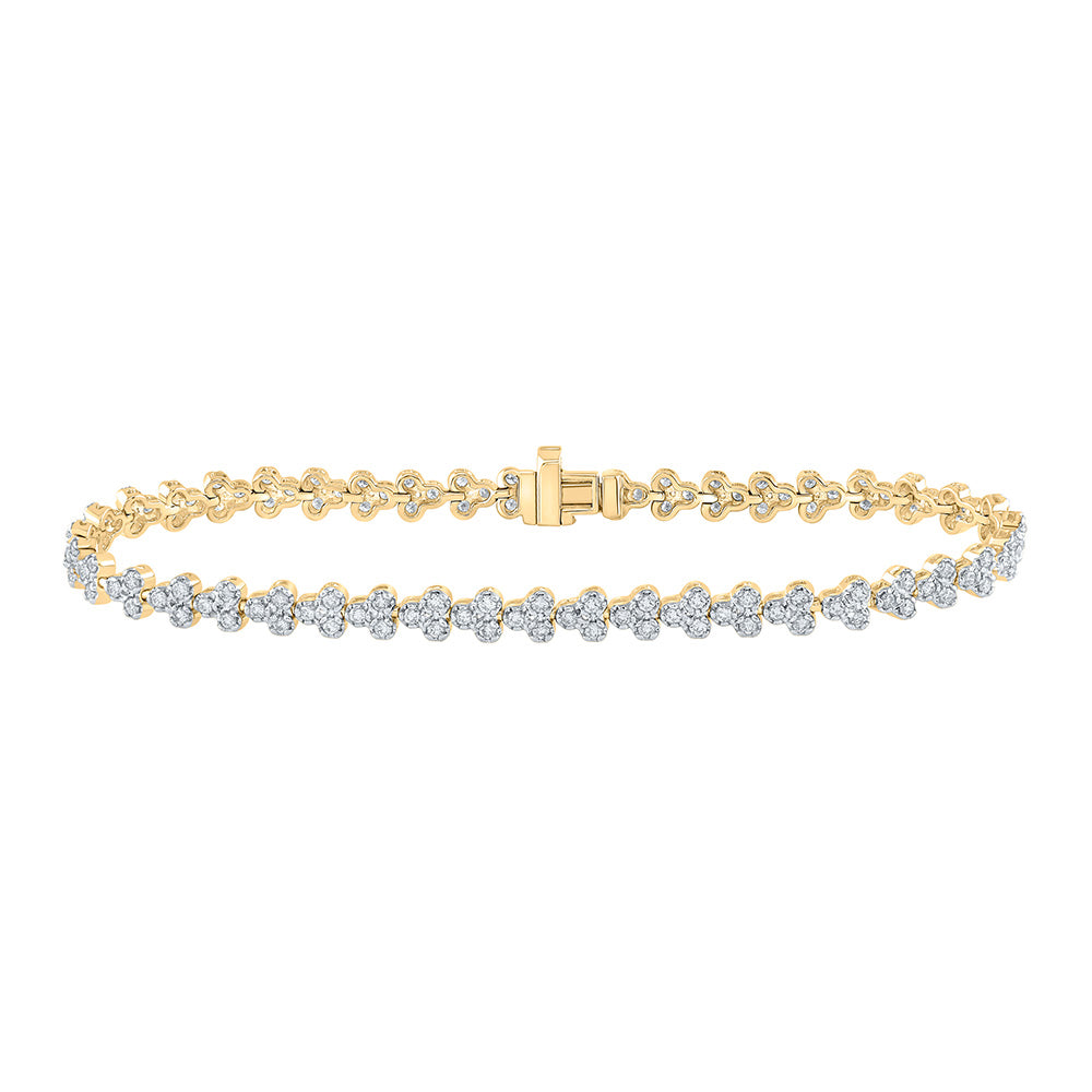 10kt Yellow Gold Womens Round Diamond Fashion Bracelet 2 Cttw