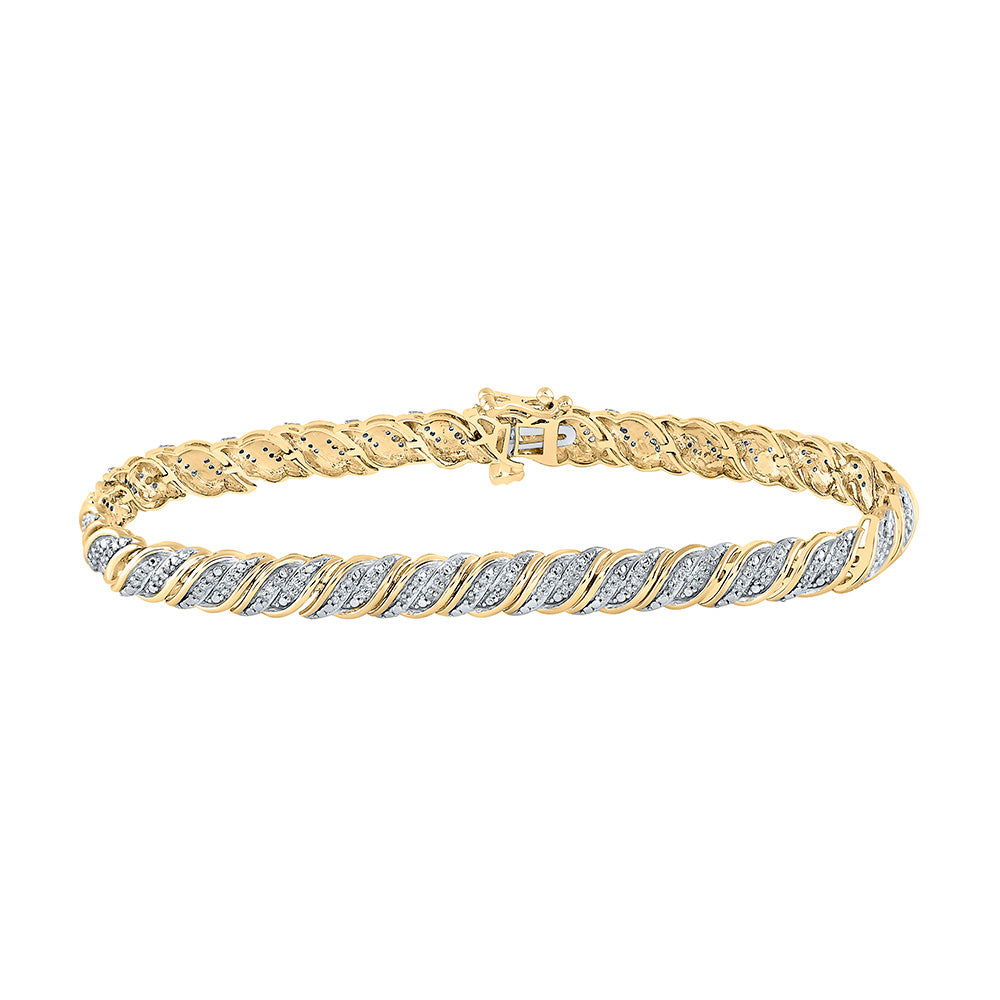 10kt Yellow Gold Womens Round Diamond Tennis Bracelet 1/2 Cttw