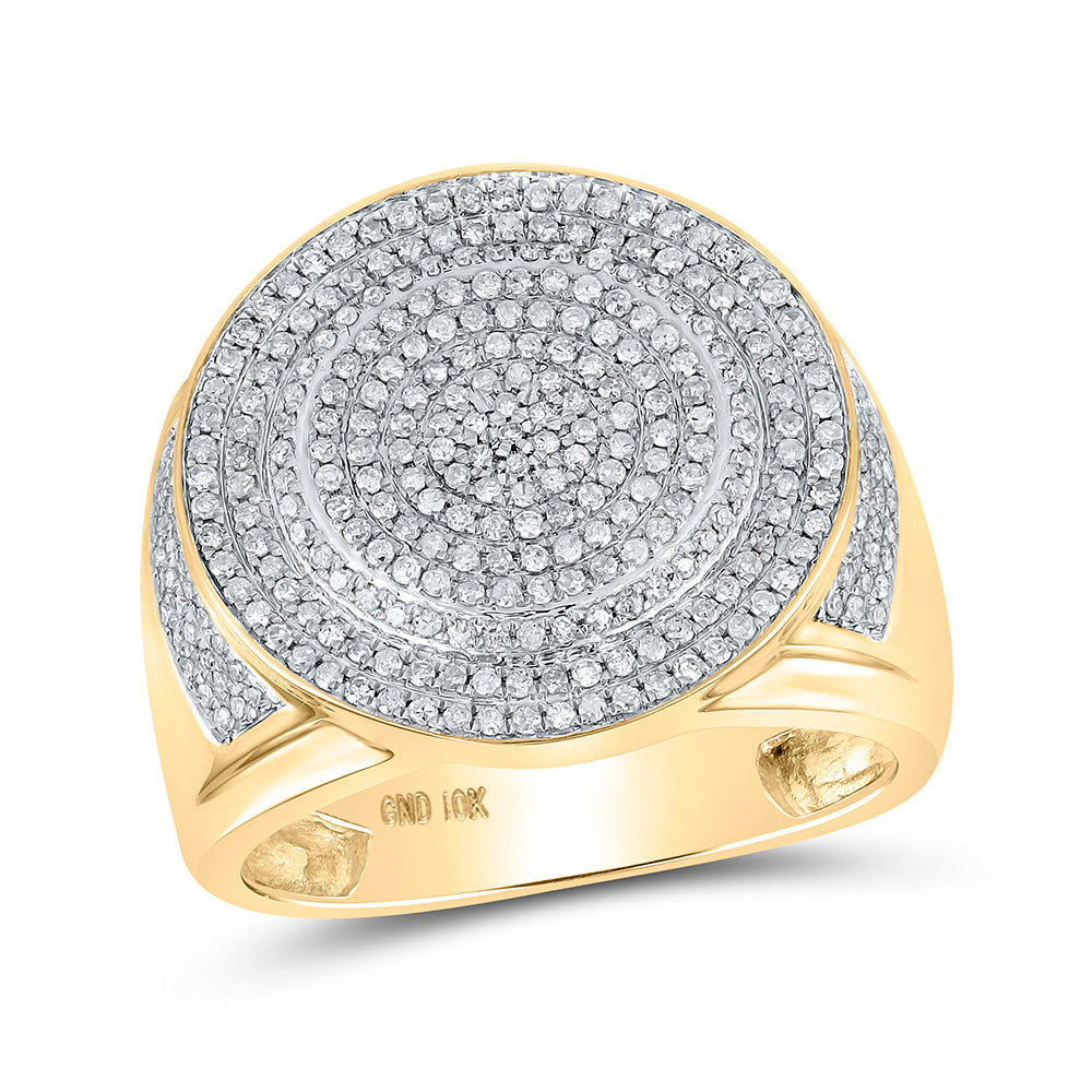 10kt Yellow Gold Mens Round Diamond Circle Ring 7/8 Cttw