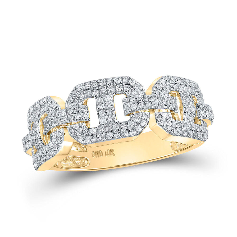 10kt Yellow Gold Mens Round Diamond Gucci-link Band Ring 5/8 Cttw