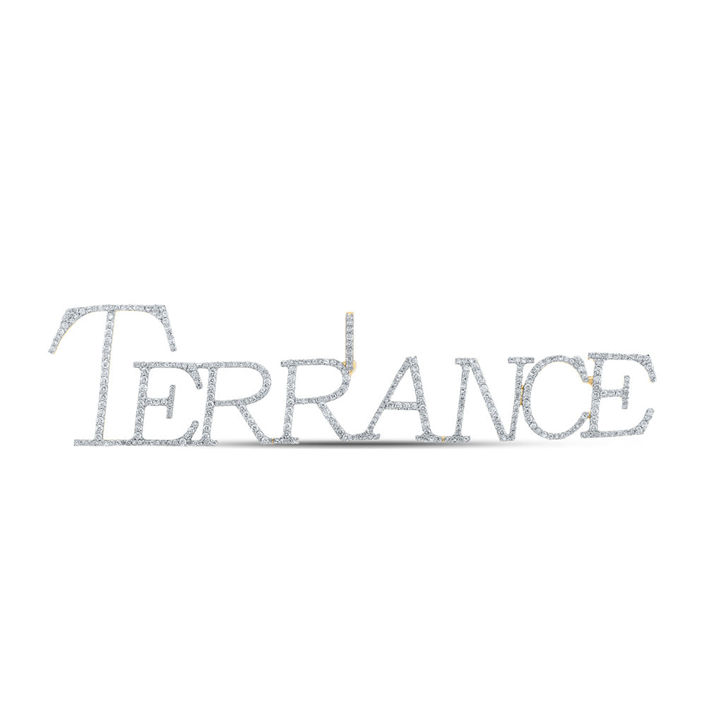 10kt Yellow Gold Mens Round Diamond Terrance Name Charm Pendant 2 Cttw