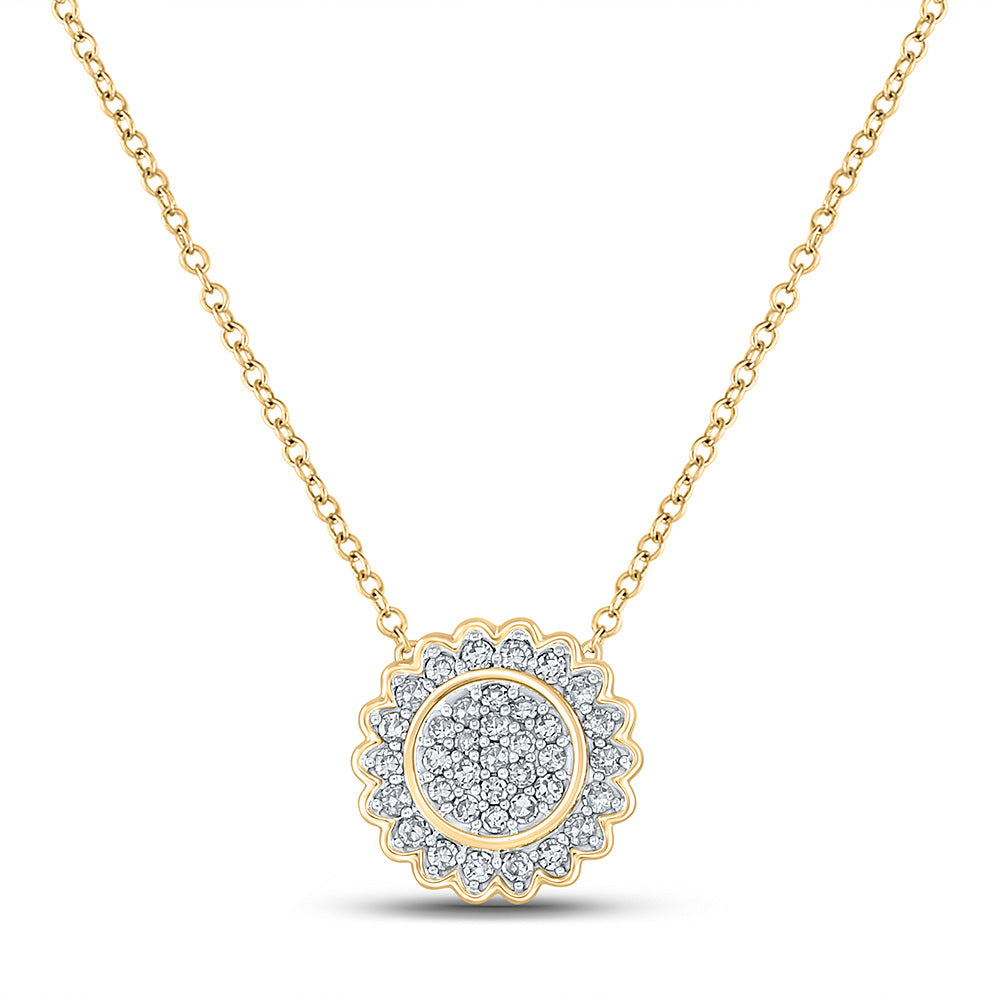 10kt Yellow Gold Womens Round Diamond 18-inch Cluster Necklace 1/5 Cttw