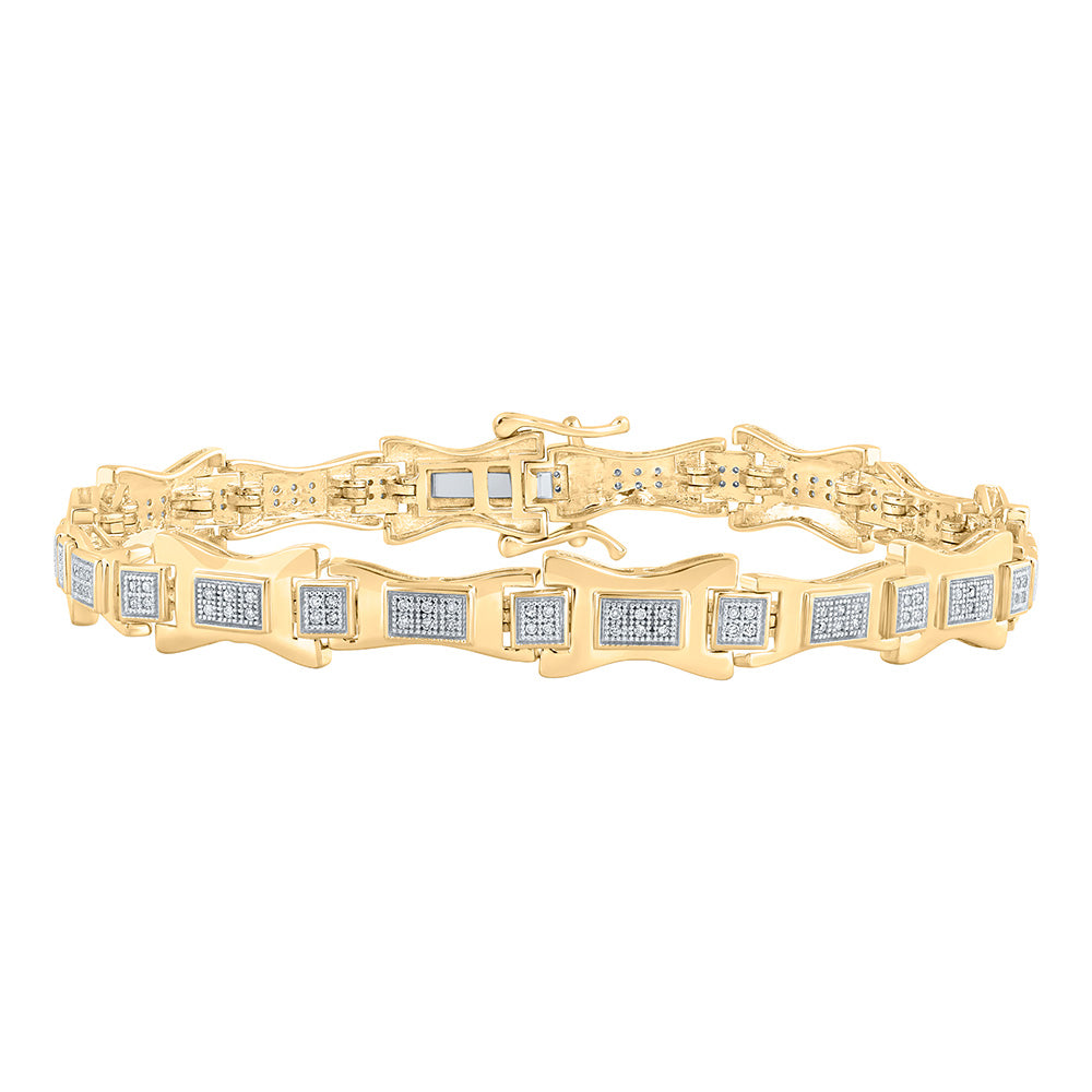 10kt Yellow Gold Mens Round Diamond Link Bracelet 1/2 Cttw