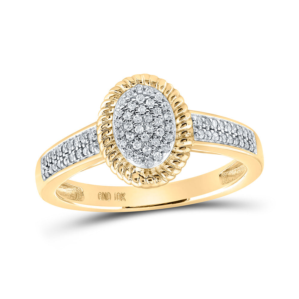 10kt Yellow Gold Womens Round Diamond Oval Ring 1/5 Cttw