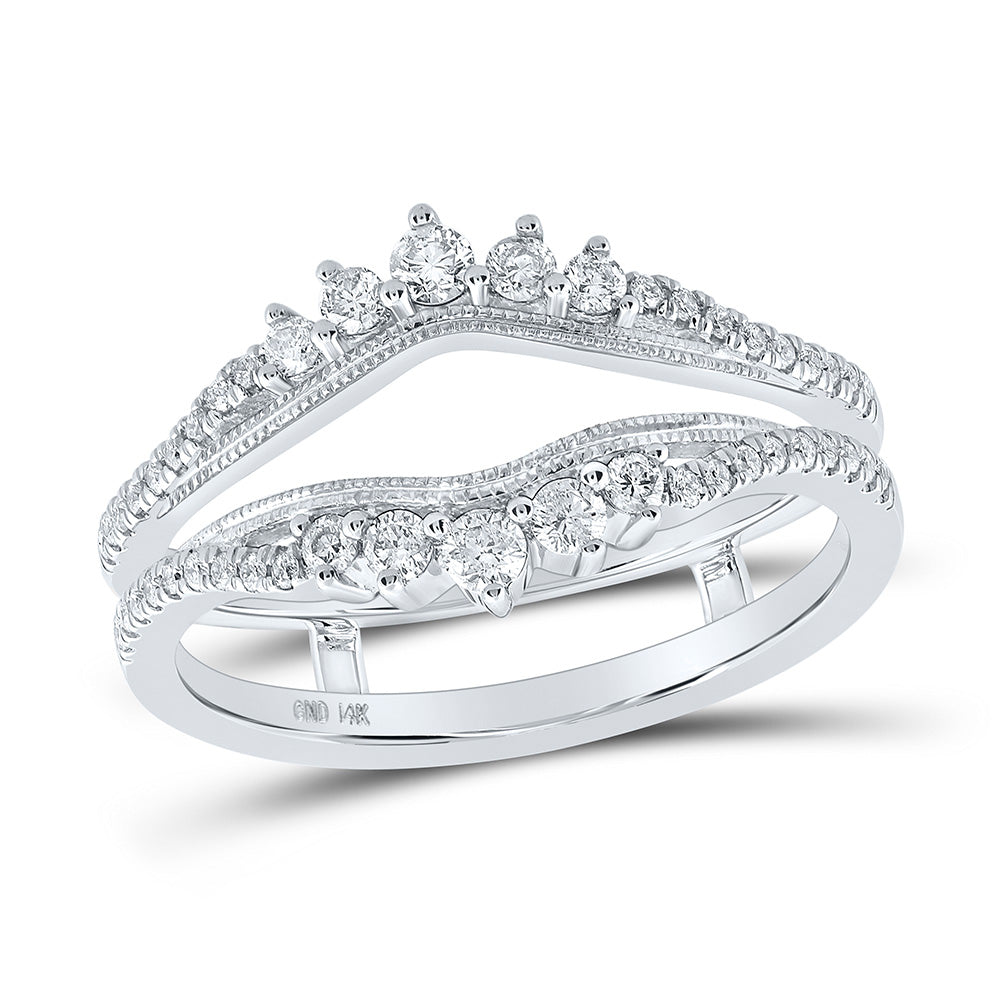 14kt White Gold Womens Round Diamond Wrap Enhancer Wedding Band 3/8 Cttw