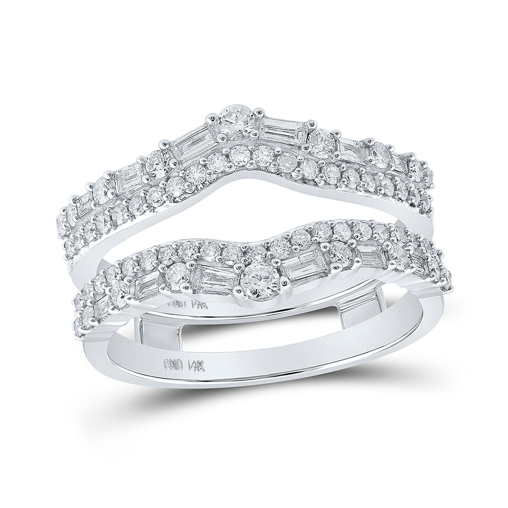 14kt White Gold Womens Round Diamond Wrap Enhancer Wedding Band 3/4 Cttw