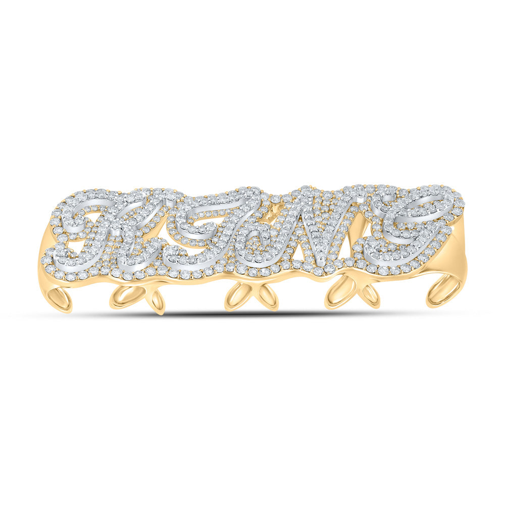 10kt Yellow Gold Mens Round Diamond 4-Finger King Ring 13-3/4 Cttw