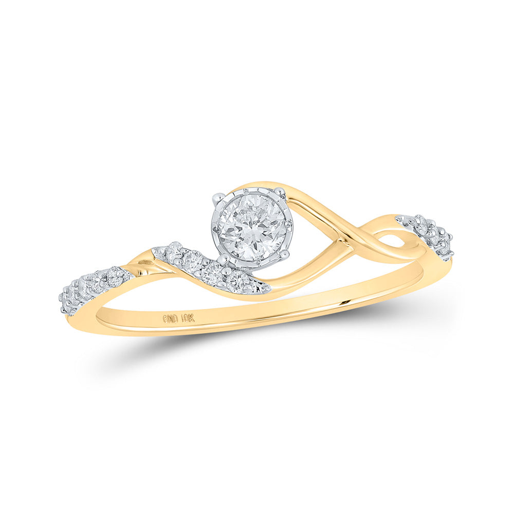 10kt Yellow Gold Womens Round Diamond Solitaire Ring 1/4 Cttw