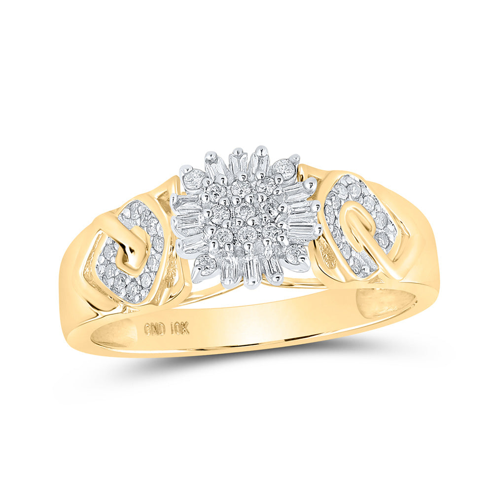 10kt Yellow Gold Womens Round Diamond Cluster Ring 1/5 Cttw