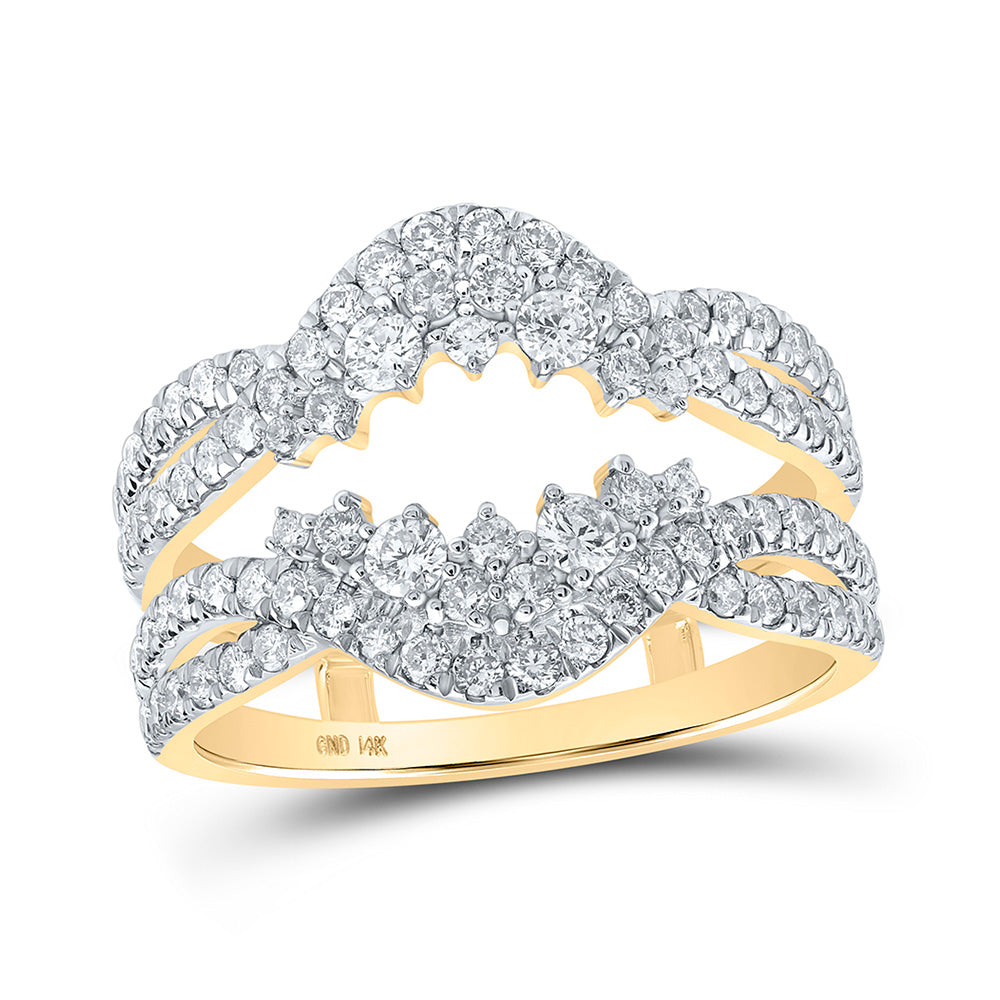 14kt Yellow Gold Womens Round Diamond Wrap Enhancer Wedding Band 1 Cttw