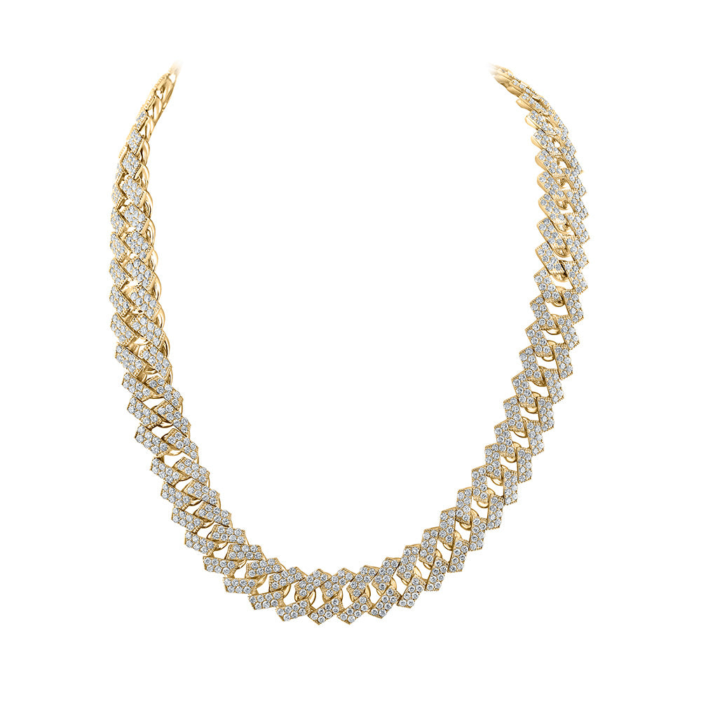 10kt Yellow Gold Mens Round Diamond 22-inch Cuban Link Chain Necklace 49 Cttw