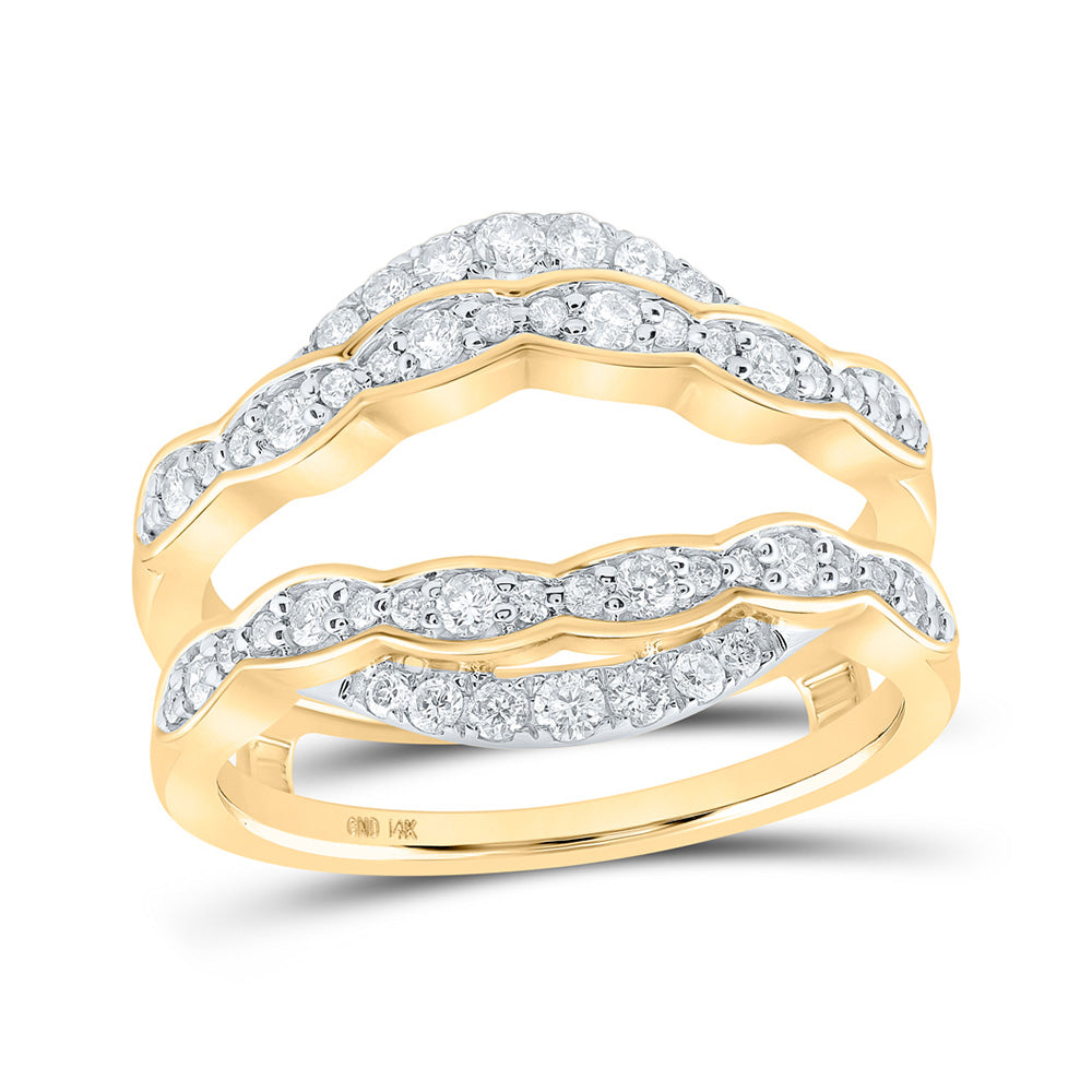 14kt Yellow Gold Womens Round Diamond Wrap Enhancer Wedding Band 1/2 Cttw