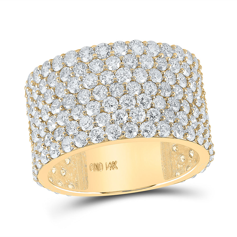 14kt Yellow Gold Mens Round Diamond 7-Row Statement Band Ring 7-1/2 Cttw