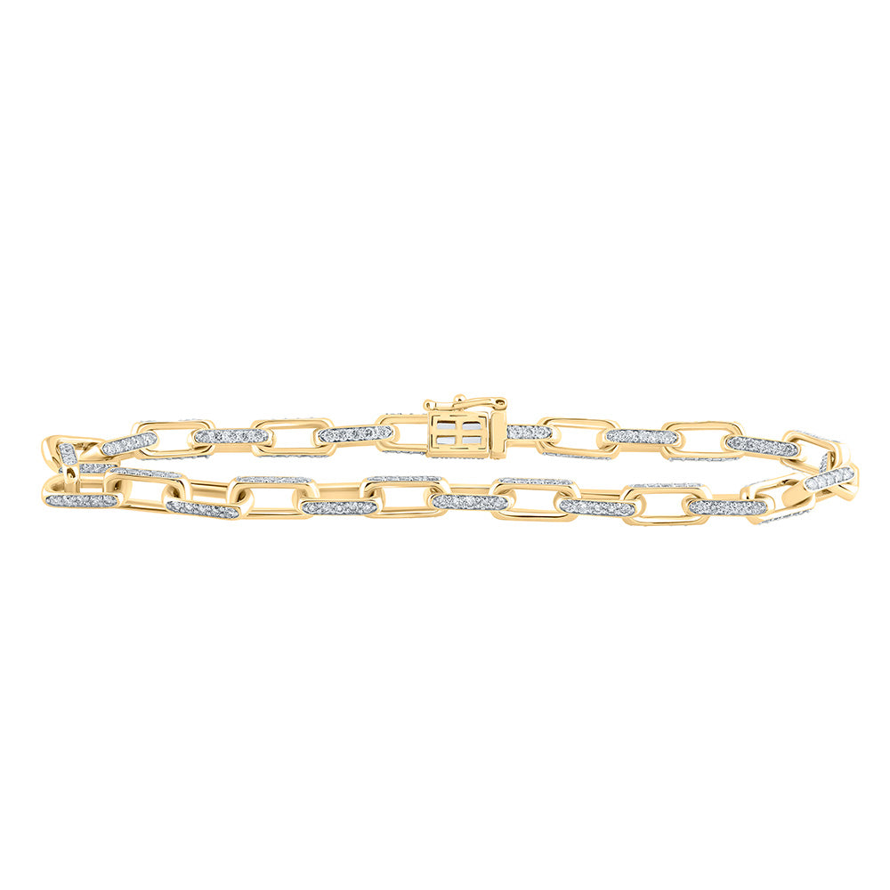 10kt Yellow Gold Mens Round Diamond 8.5-inch Anchor Link Bracelet 5 Cttw