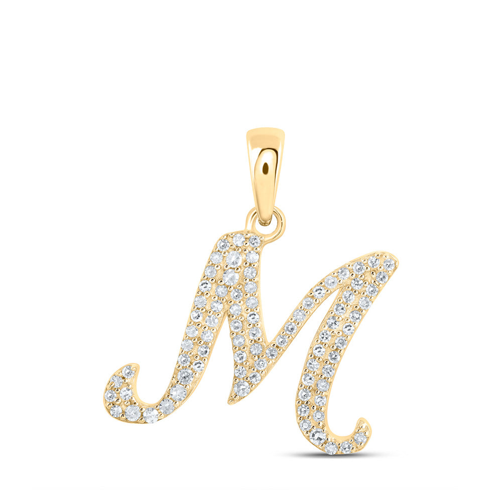 1/5CTW-DIA NK INITIAL "M" PENDANT