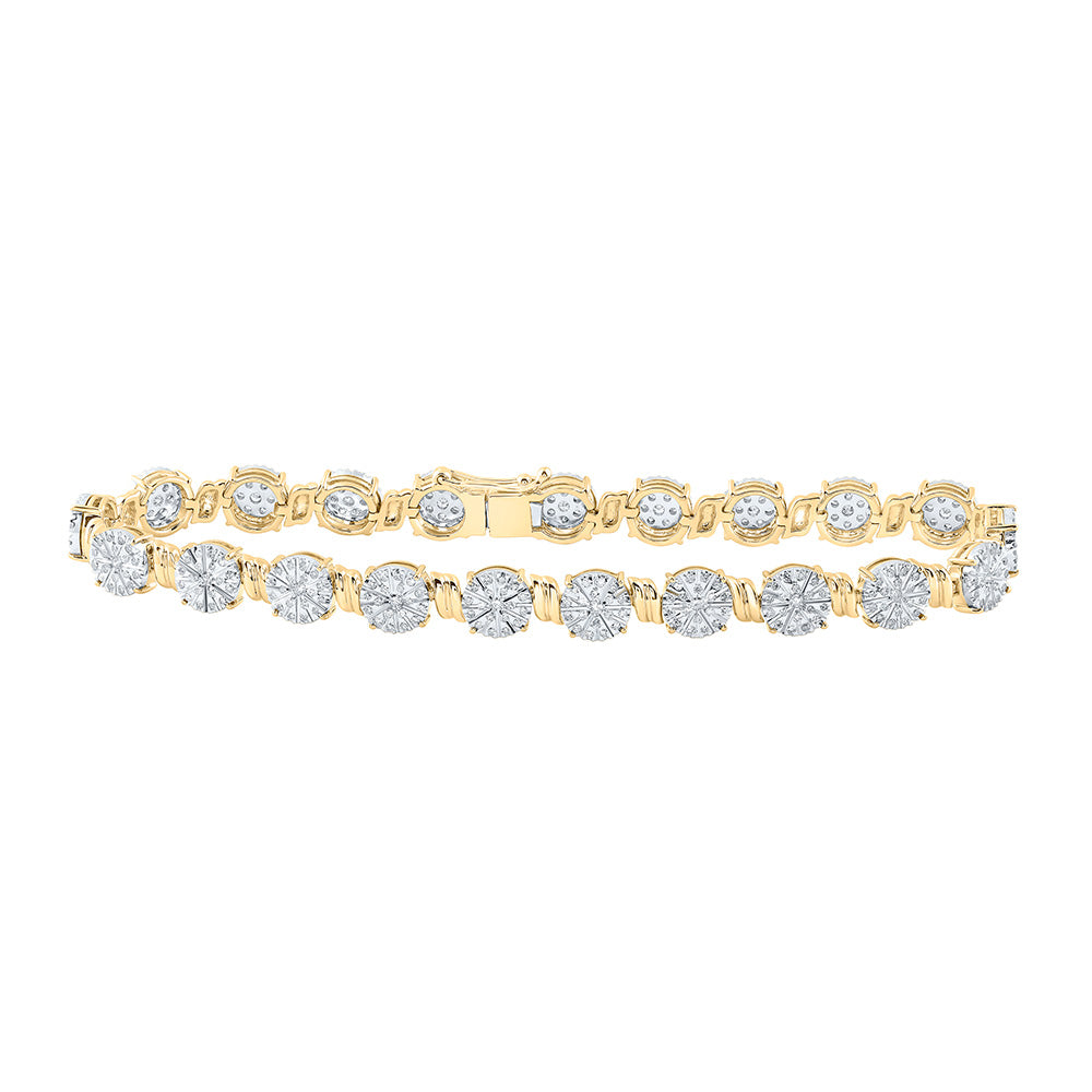 10kt Yellow Gold Womens Round Diamond Fashion Bracelet 1 Cttw