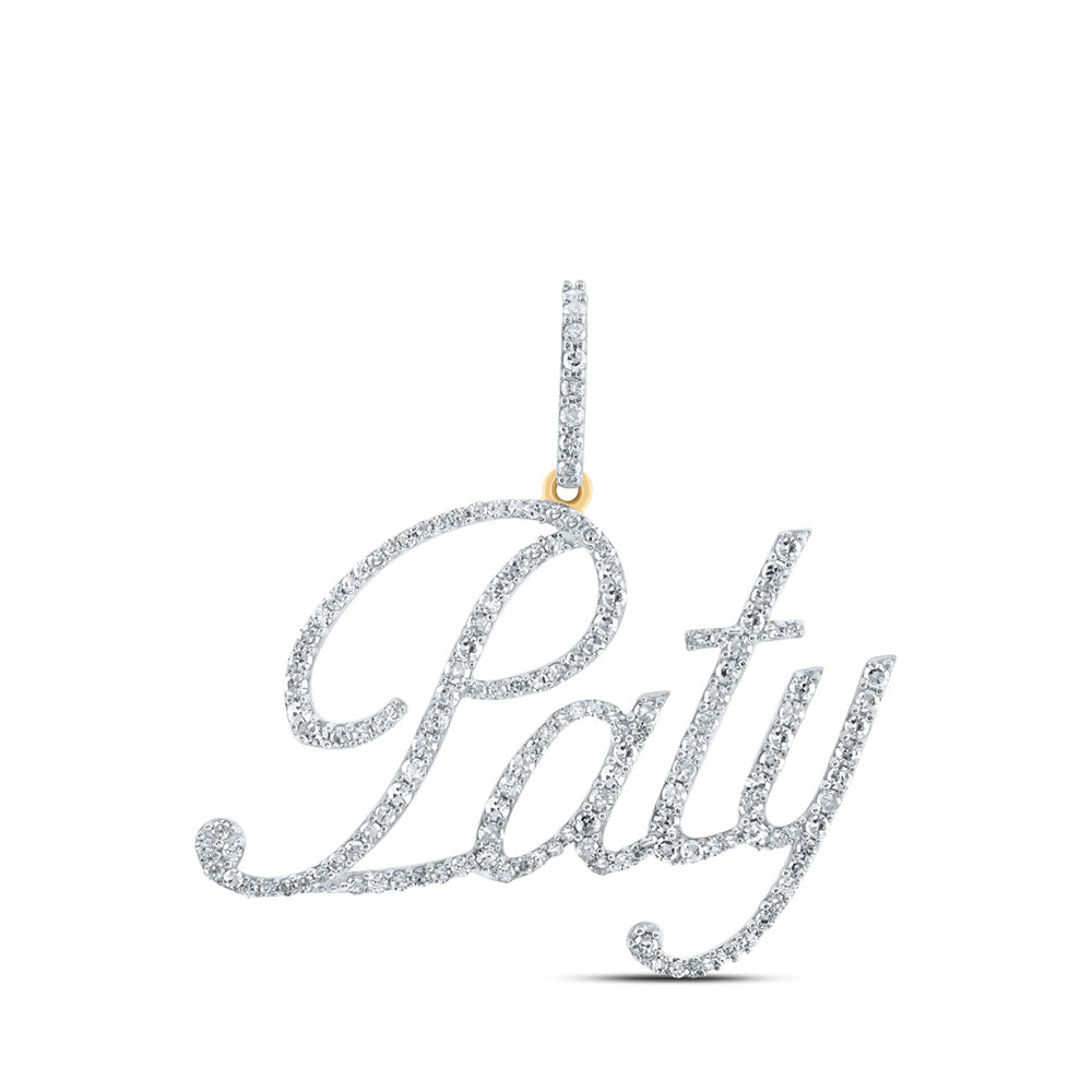 10kt Yellow Gold Womens Round Diamond PATY Name Pendant 3/4 Cttw