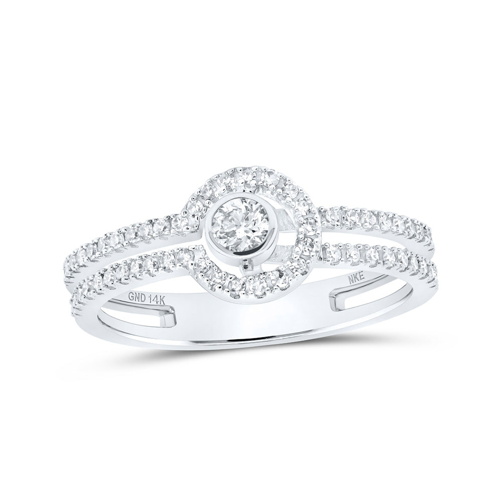 14kt White Gold Womens Round Diamond Fashion Ring 1/3 Cttw