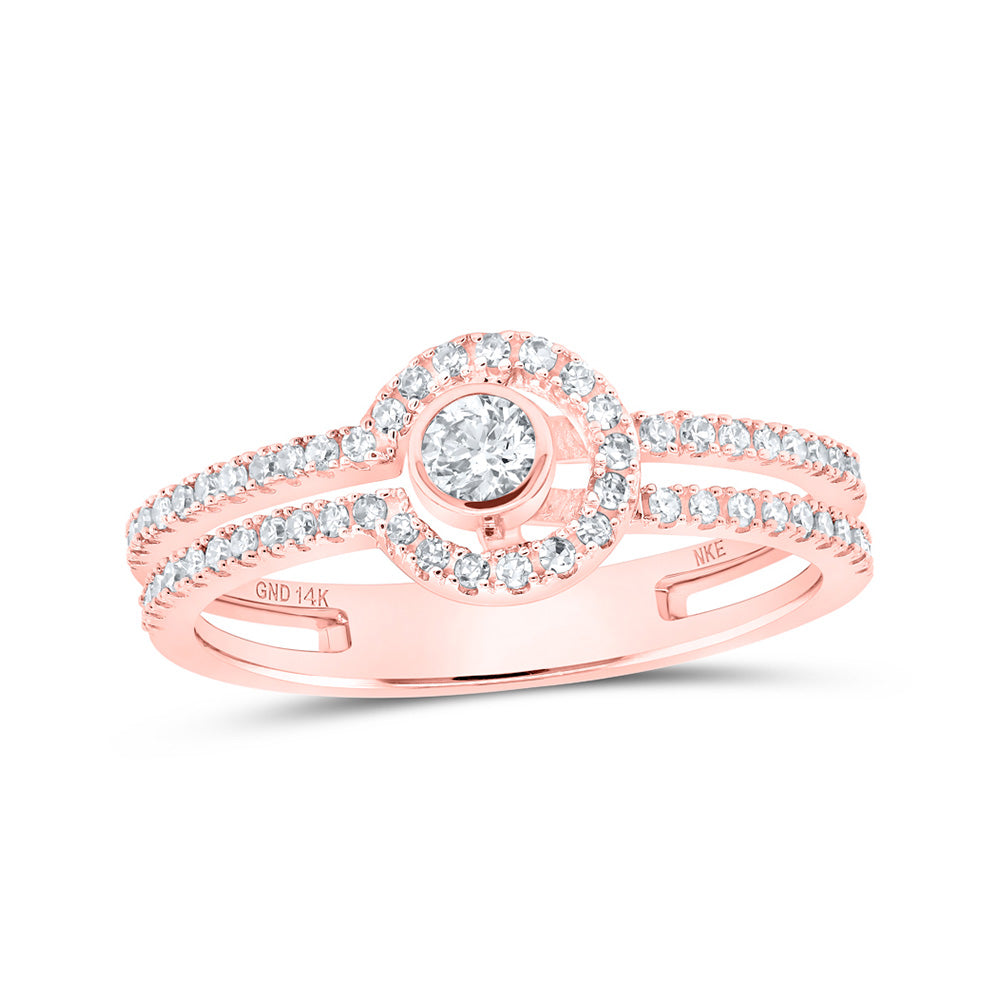 14kt Rose Gold Womens Round Diamond Fashion Ring 1/3 Cttw