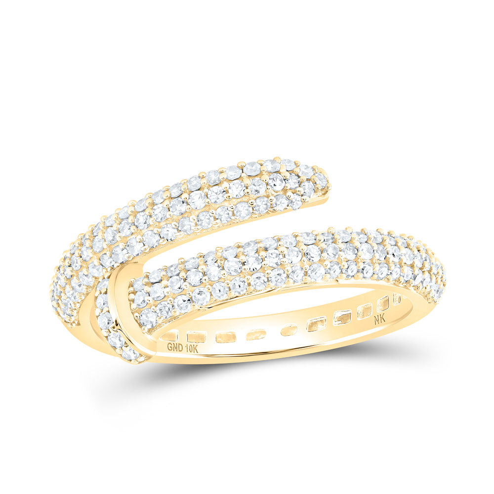 10kt Yellow Gold Womens Round Diamond Spiral Band Ring 1/2 Cttw
