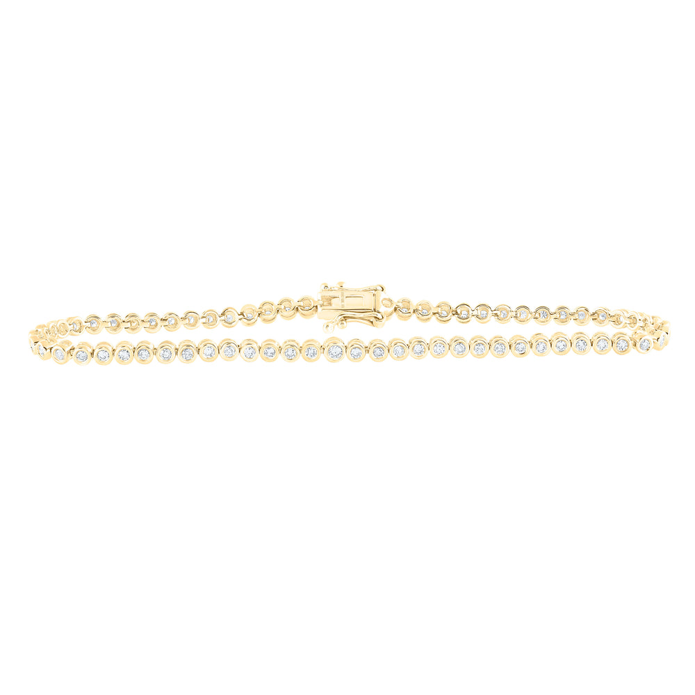 10kt Yellow Gold Womens Round Diamond Tennis Bracelet 7/8 Cttw