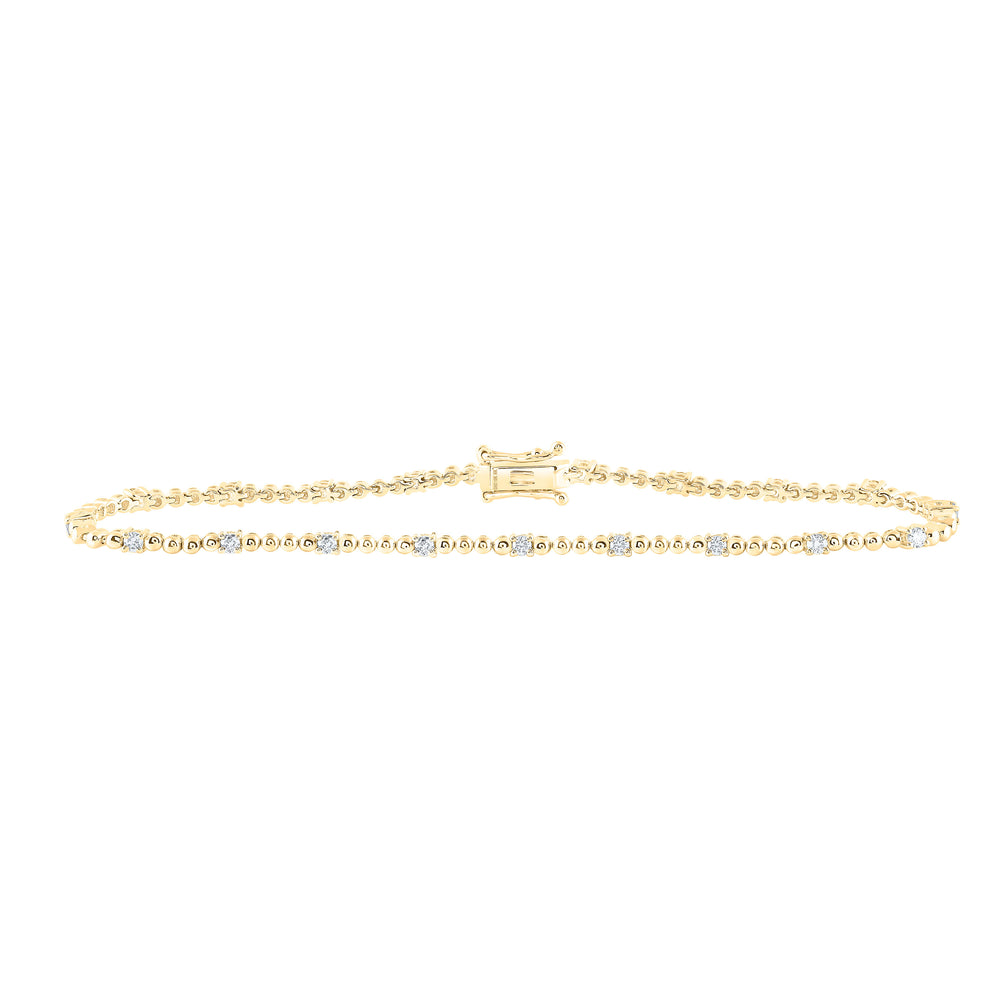 10kt Yellow Gold Womens Round Diamond Fashion Bracelet 1/2 Cttw