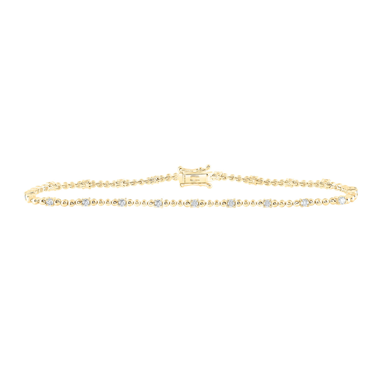 10kt Yellow Gold Womens Round Diamond Fashion Bracelet 1/2 Cttw