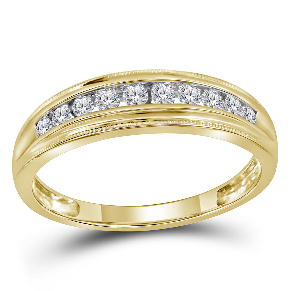 10kt Yellow Gold Womens Round Diamond Single Row Band Ring 1/4 Cttw