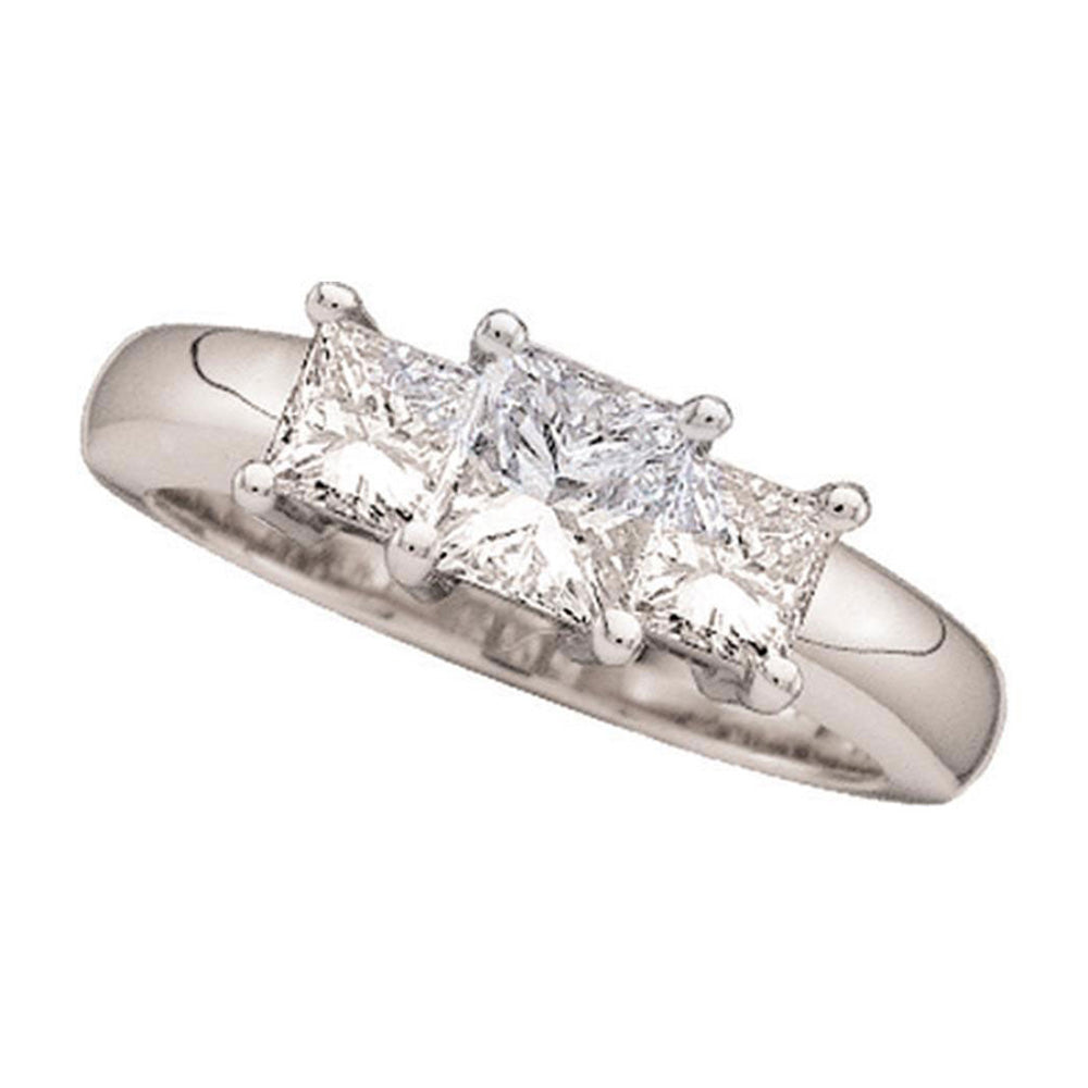 14kt White Gold Princess Diamond 3-stone Bridal Wedding Engagement Ring 3/4 Cttw