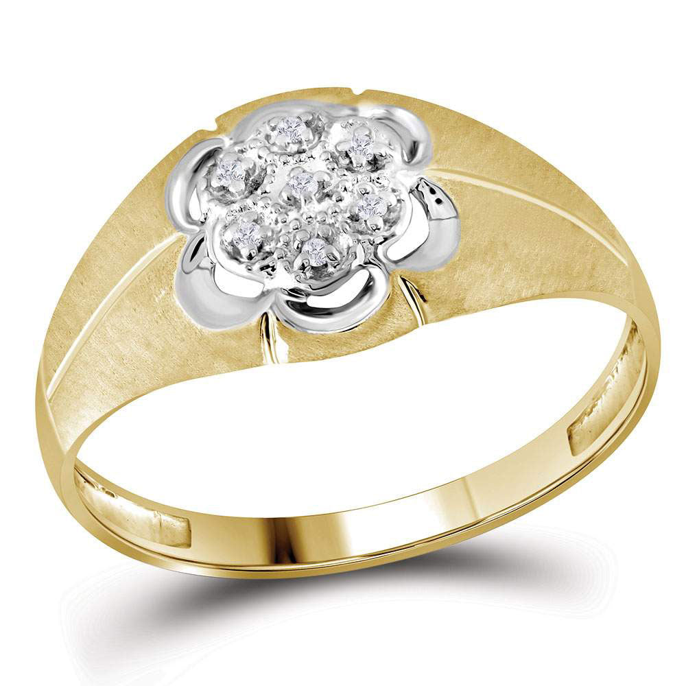 14kt Yellow Gold Mens Round Diamond Matte Cluster Ring .02 Cttw