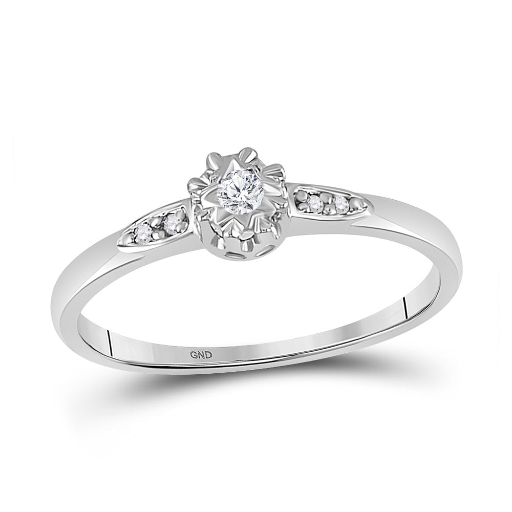 10kt White Gold Round Diamond Solitaire Bridal Wedding Engagement Ring 1/20 Cttw
