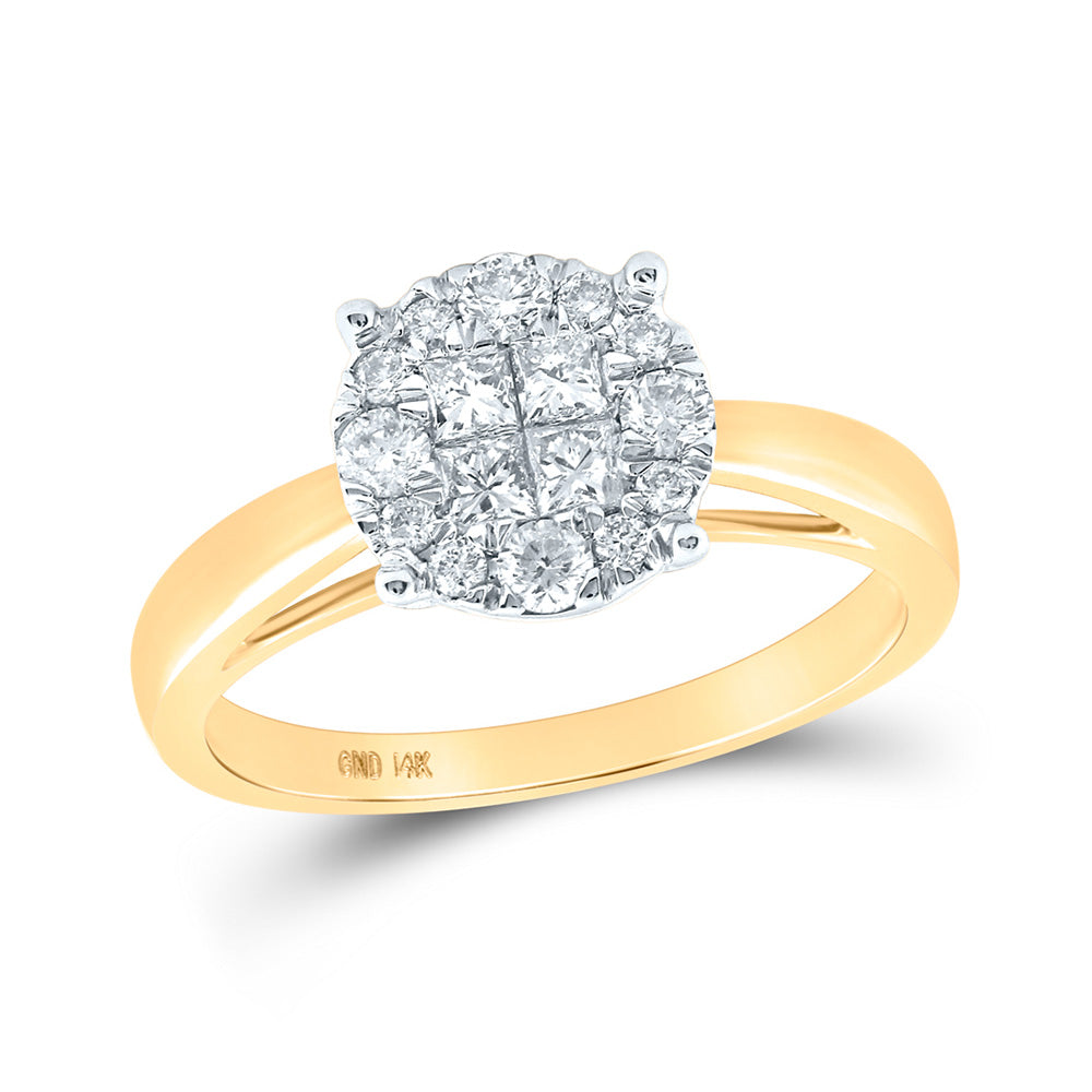 14kt Yellow Gold Princess Diamond Bridal Wedding Engagement Ring 1/2 Cttw