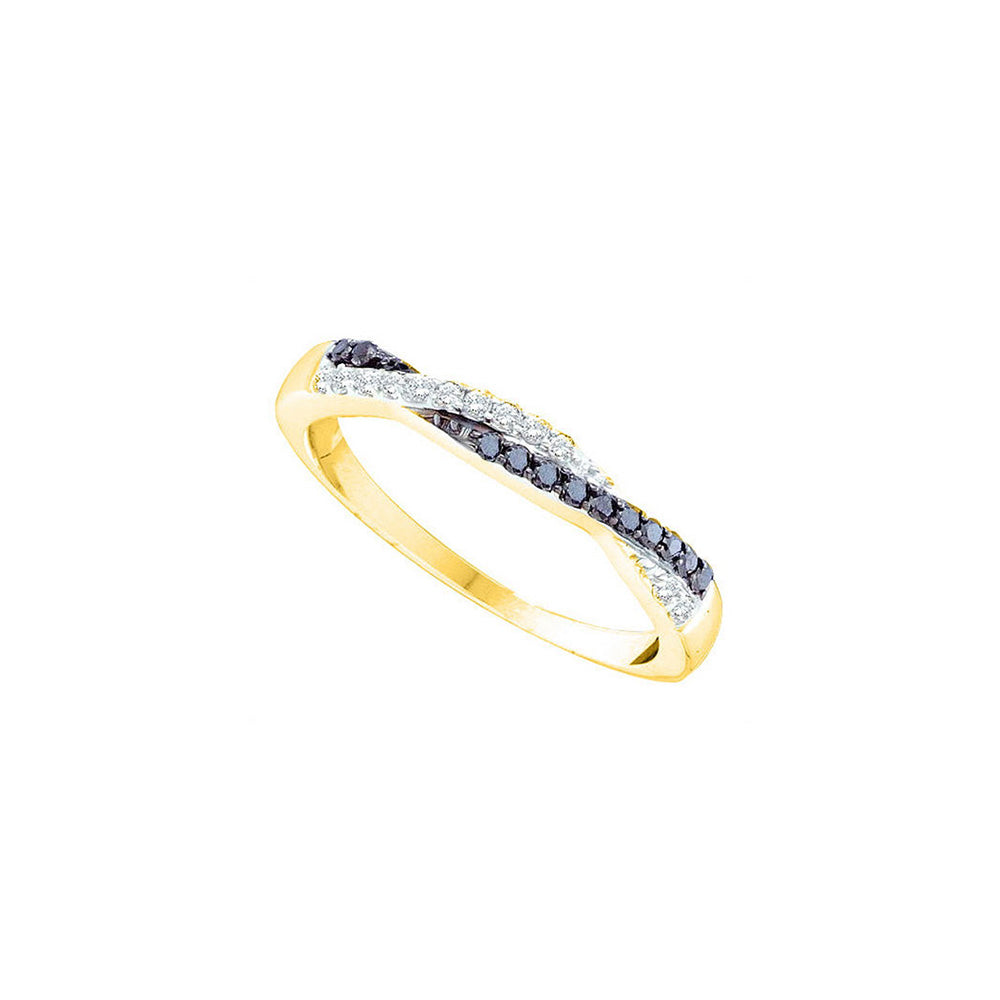 14kt Yellow Gold Womens Round Black Color Treated Diamond Band Ring 1/4 Cttw