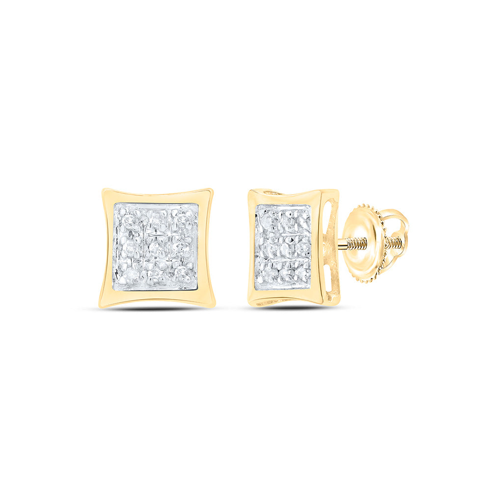 10kt Yellow Gold Womens Round Diamond Kite Cluster Earrings 1/20 Cttw