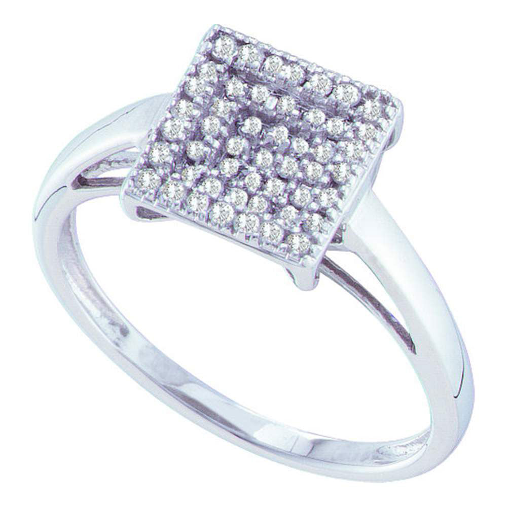 10kt White Gold Womens Round Diamond Square Cluster Ring 1/4 Cttw