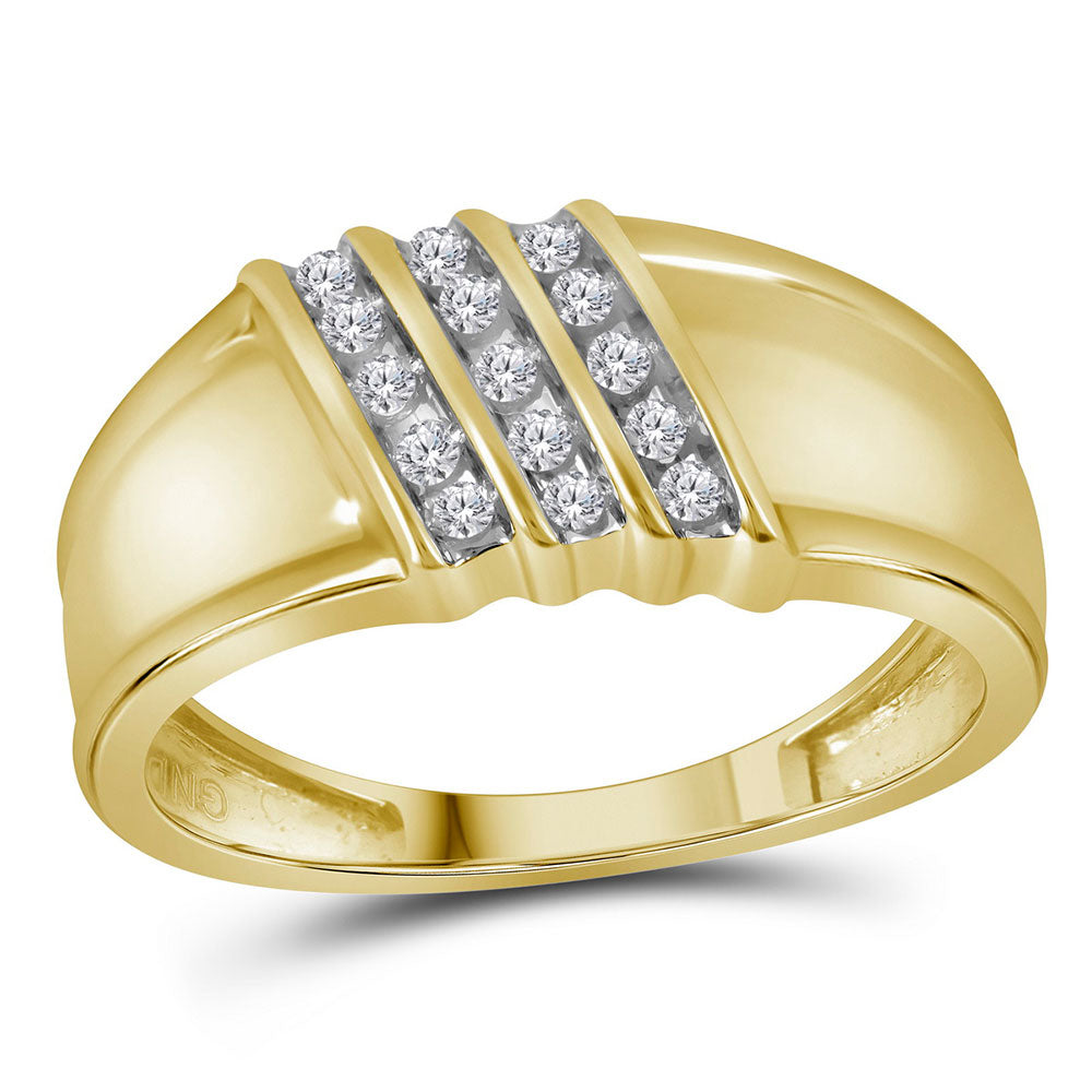 10kt Yellow Gold Mens Round Diamond Band Ring 1/6 Cttw