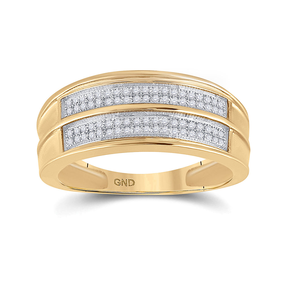 Yellow-tone Sterling Silver Mens Round Diamond Wedding Band Ring 1/4 Cttw