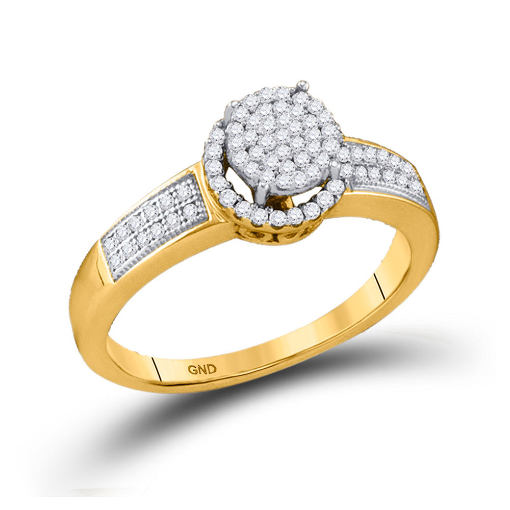 10kt Yellow Gold Round Diamond Cluster Bridal Wedding Engagement Ring 1/4 Cttw