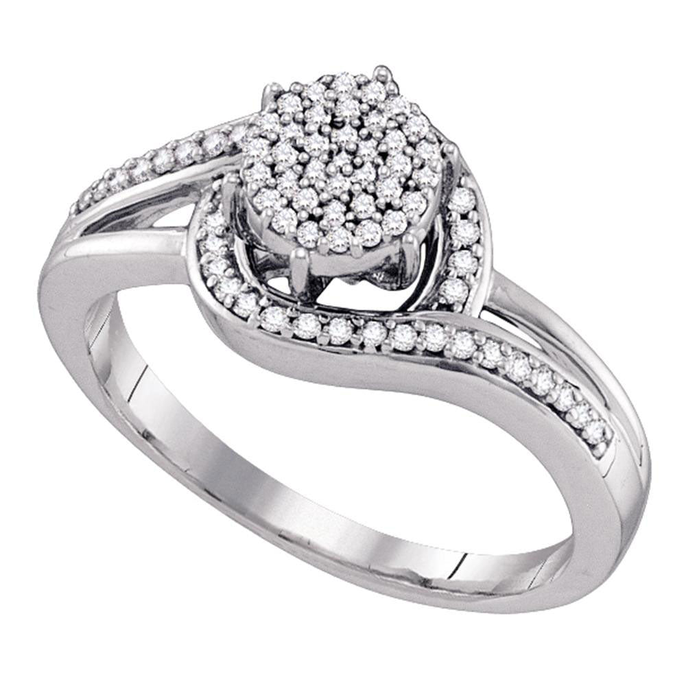 10kt White Gold Womens Round Diamond Cluster Ring 1/4 Cttw