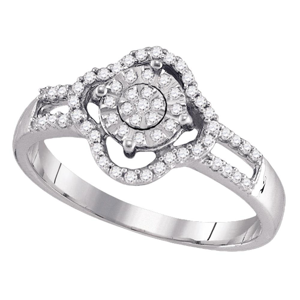 10kt White Gold Womens Round Diamond Cluster Ring 1/4 Cttw