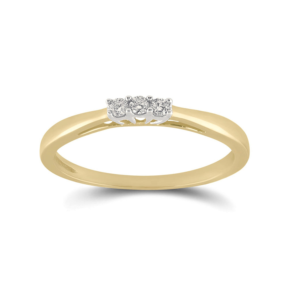 10kt Yellow Gold Round Diamond 3-stone Bridal Wedding Engagement Ring 1/20 Cttw