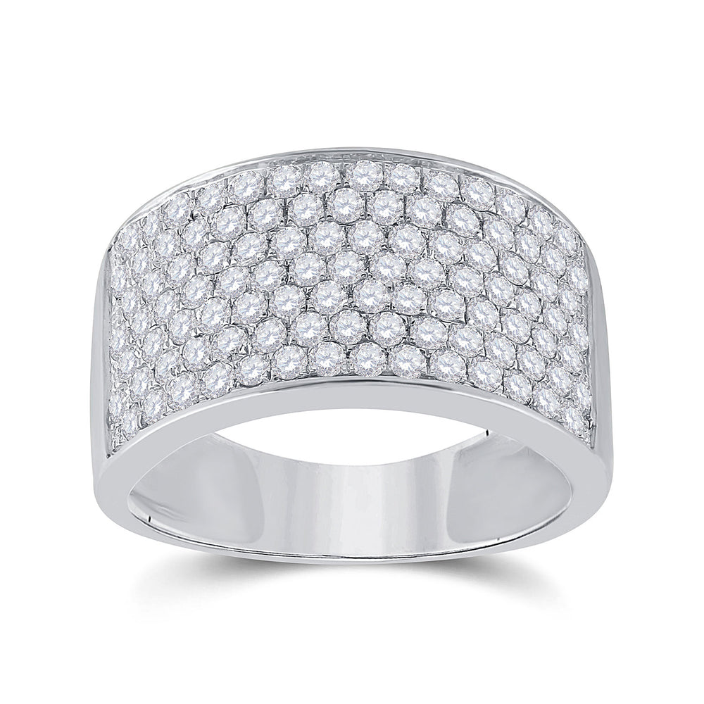 10kt White Gold Womens Round Diamond Pave Band Ring 1-1/2 Cttw