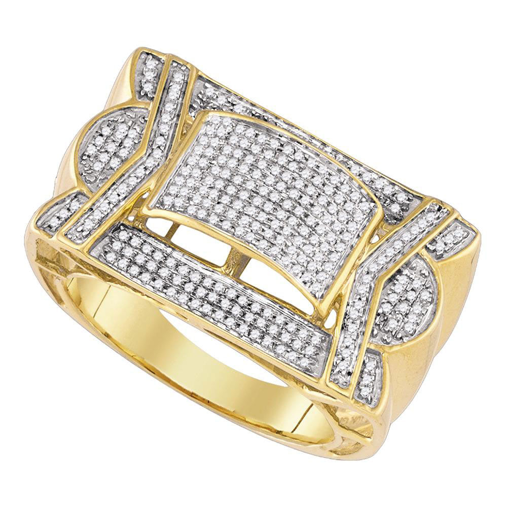 10kt Yellow Gold Mens Round Diamond Domed Cluster Ring 5/8 Cttw