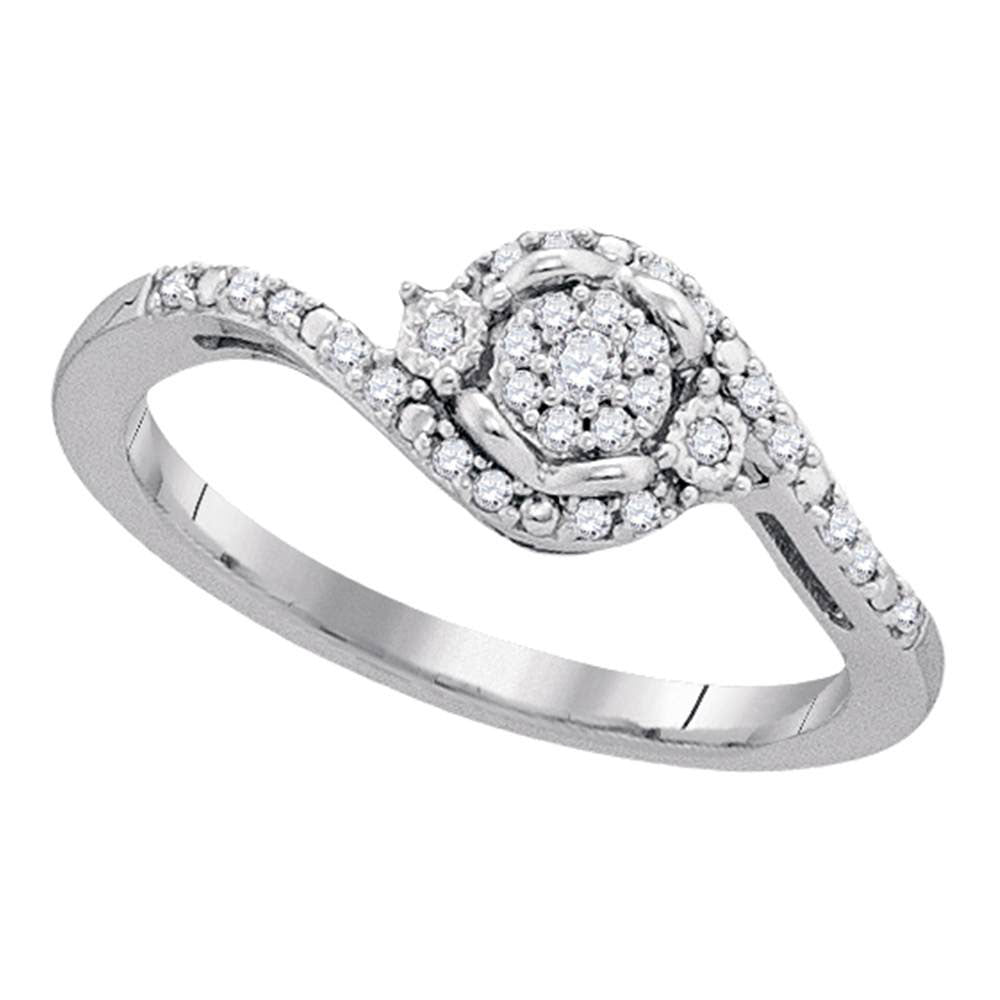 10kt White Gold Womens Round Diamond Cluster Ring 1/8 Cttw