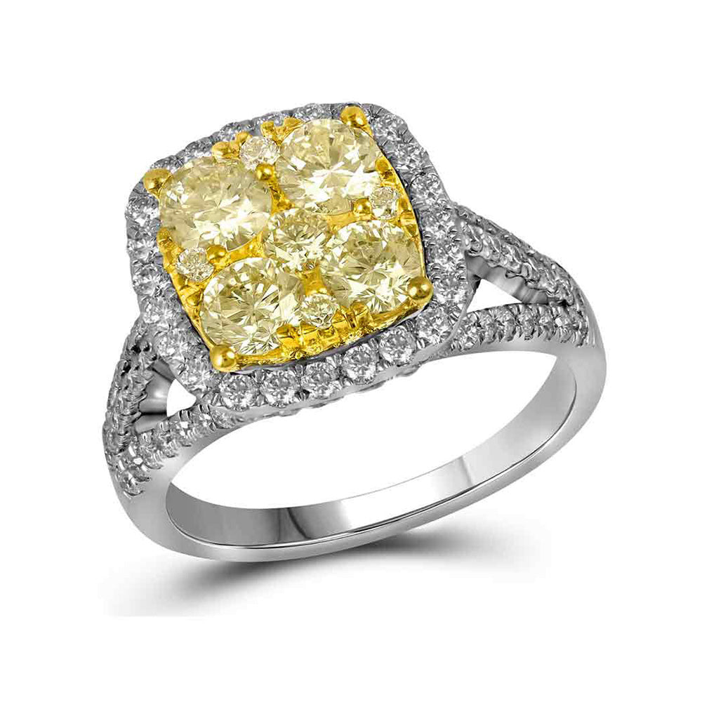14kt White Gold Round Yellow Diamond Bridal Wedding Engagement Ring 2 Cttw