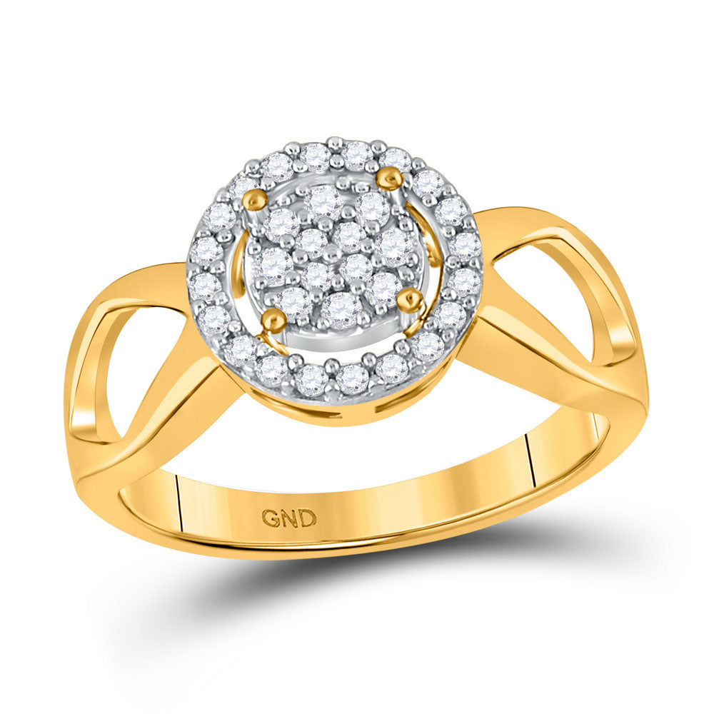 10kt Yellow Gold Womens Round Diamond Circle Cluster Ring 1/4 Cttw