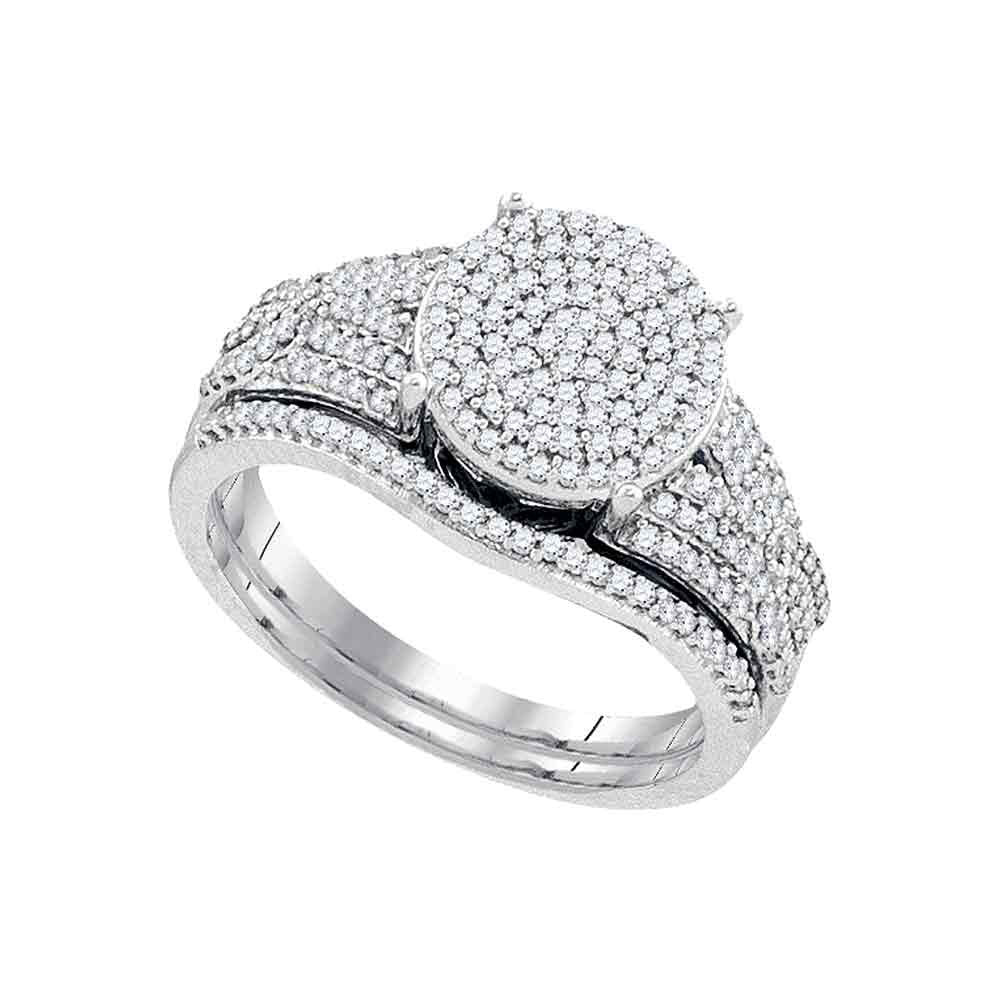 10kt White Gold Round Diamond Bridal Wedding Ring Band Set 1/2 Cttw