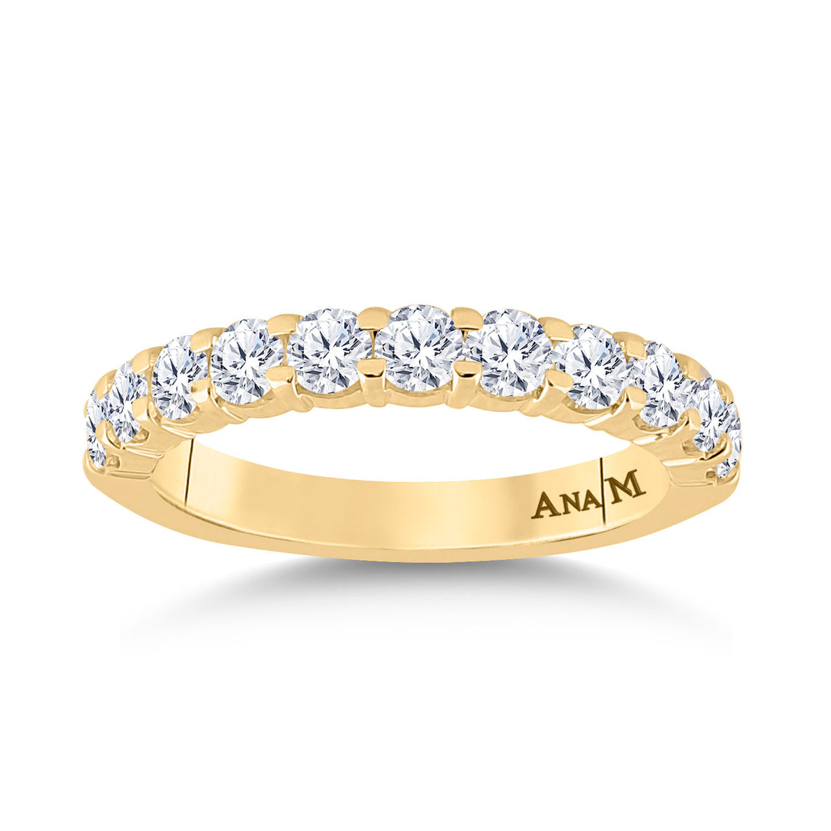 14kt Yellow Gold Womens Round Diamond Single Row Band Ring 1 Cttw