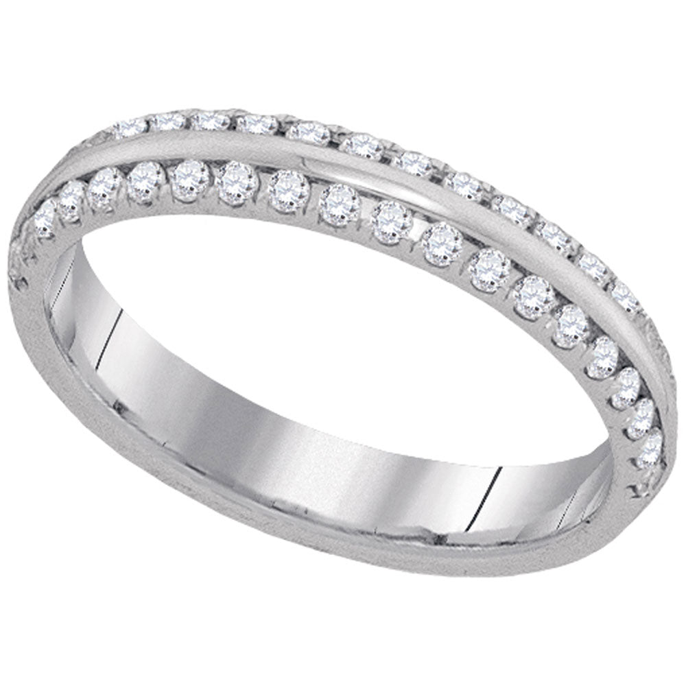 10kt White Gold Womens Machine Set Round Diamond Band Ring 1/3 Cttw