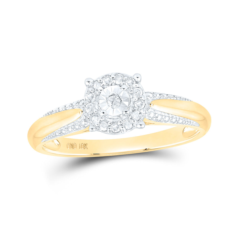 10kt Yellow Gold Round Diamond Solitaire Bridal Wedding Engagement Ring 1/10 Cttw